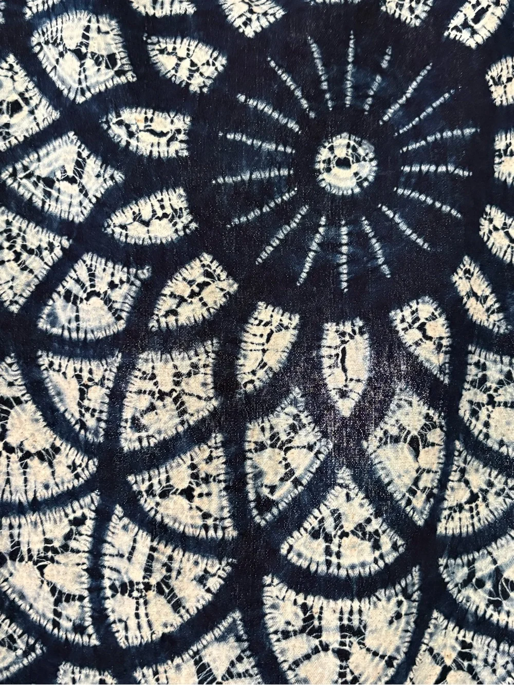 Vtg Japanese indigo shibori Noreen Curtain dragonfly chrysanthemum 59 x 35